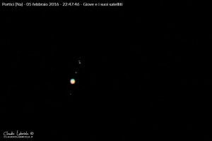 Giove e i suoi satelliti - Europa, Ganimede, Io, Callisto - 5 febbraio 2016